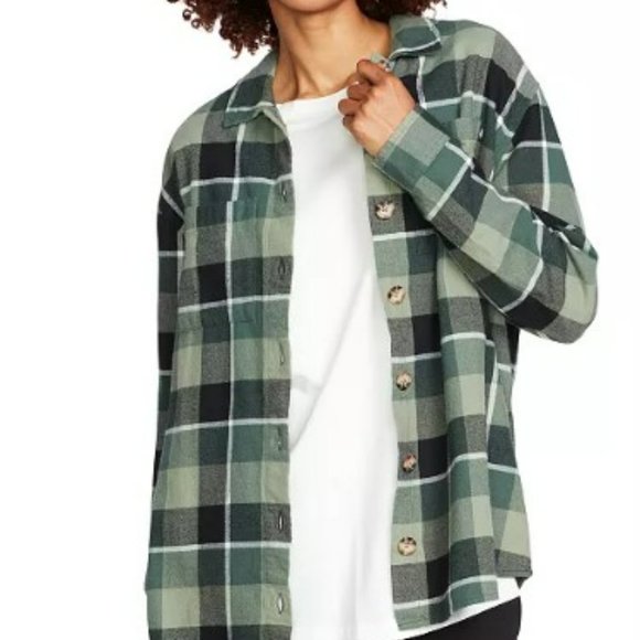 Volcom Oversize Me Cotton Plaid Shirt Size Small - Picture 1 of 6